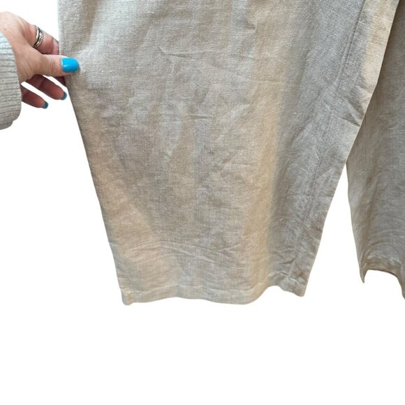 Madewell Jumpsuit Linen Blend Ruffle Open Tie Back Natural Beige Neutral Size 10 - Picture 5 of 11